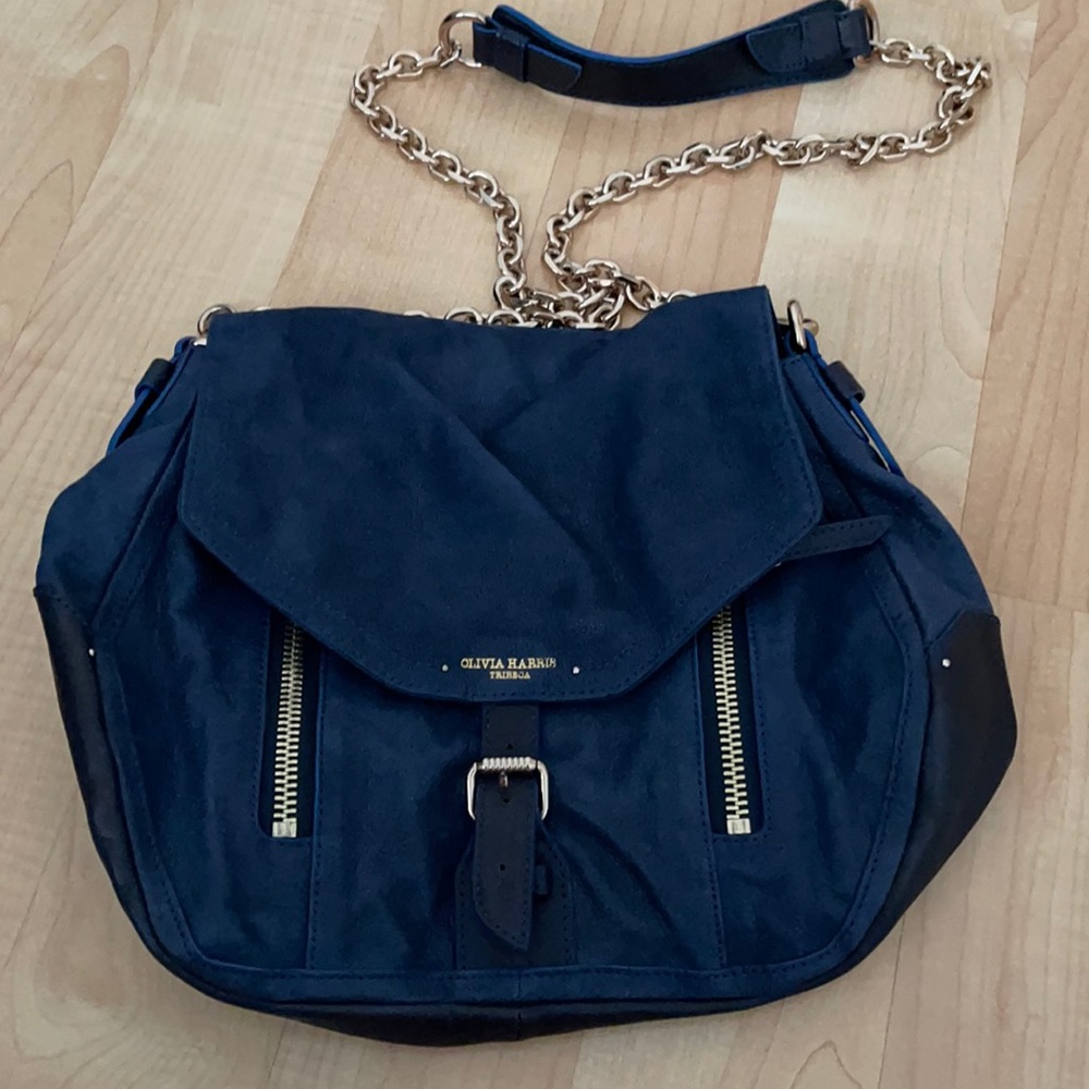 Olivia Harris crossbody blue leather bag